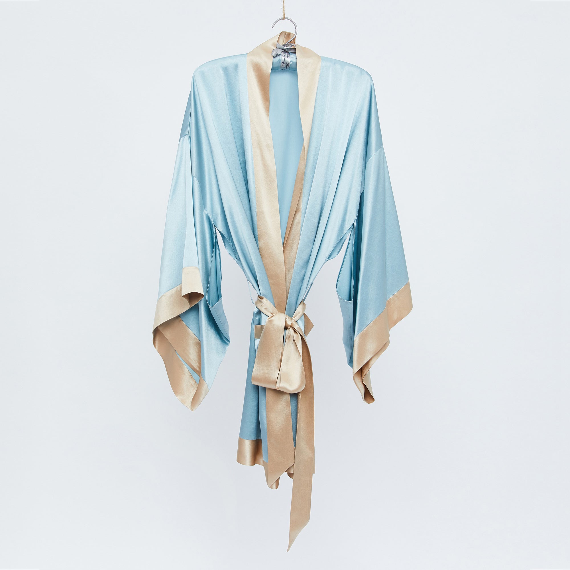 The Geisha Robe - Blue with Toffee Trim