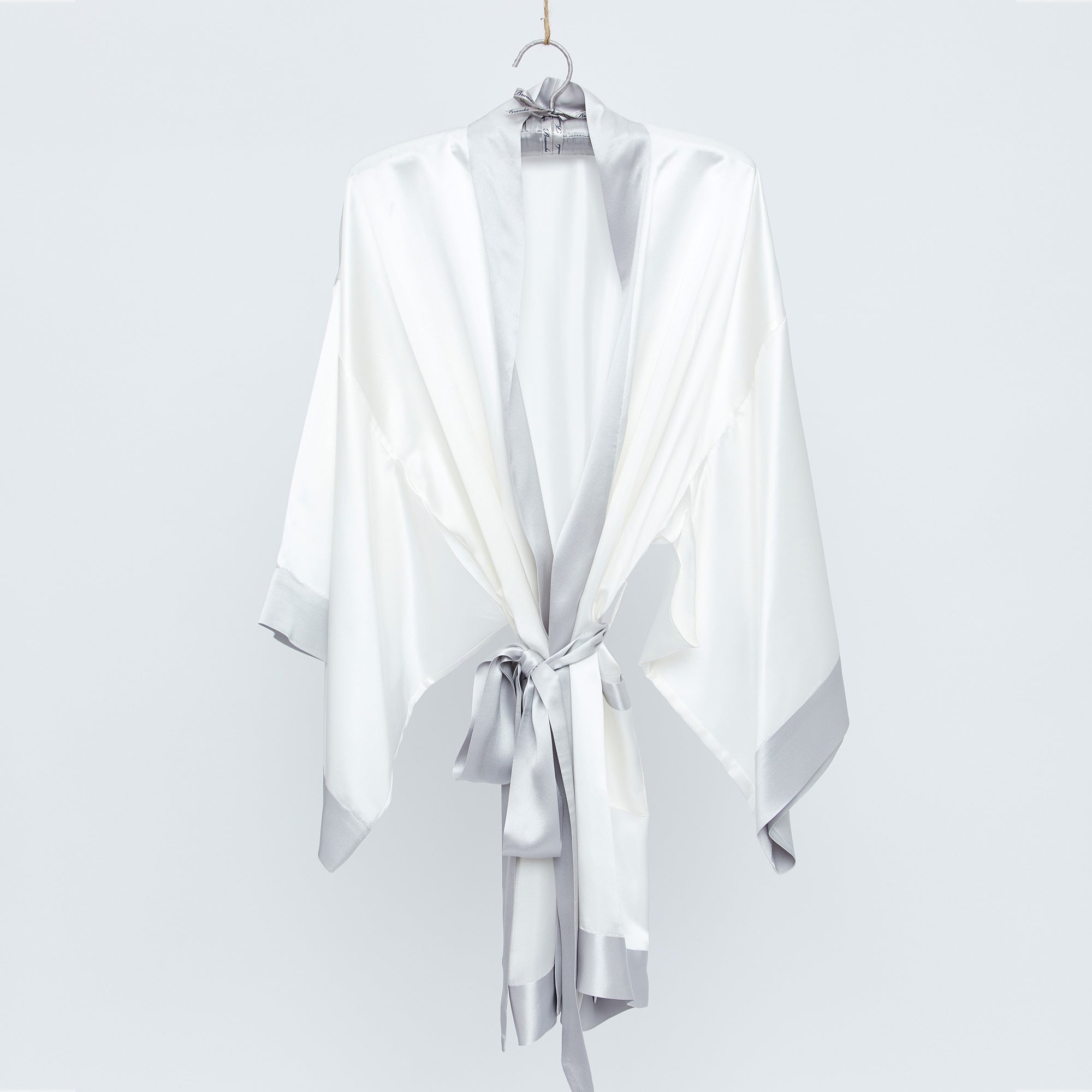 The Geisha Robe - White with Silver Trim